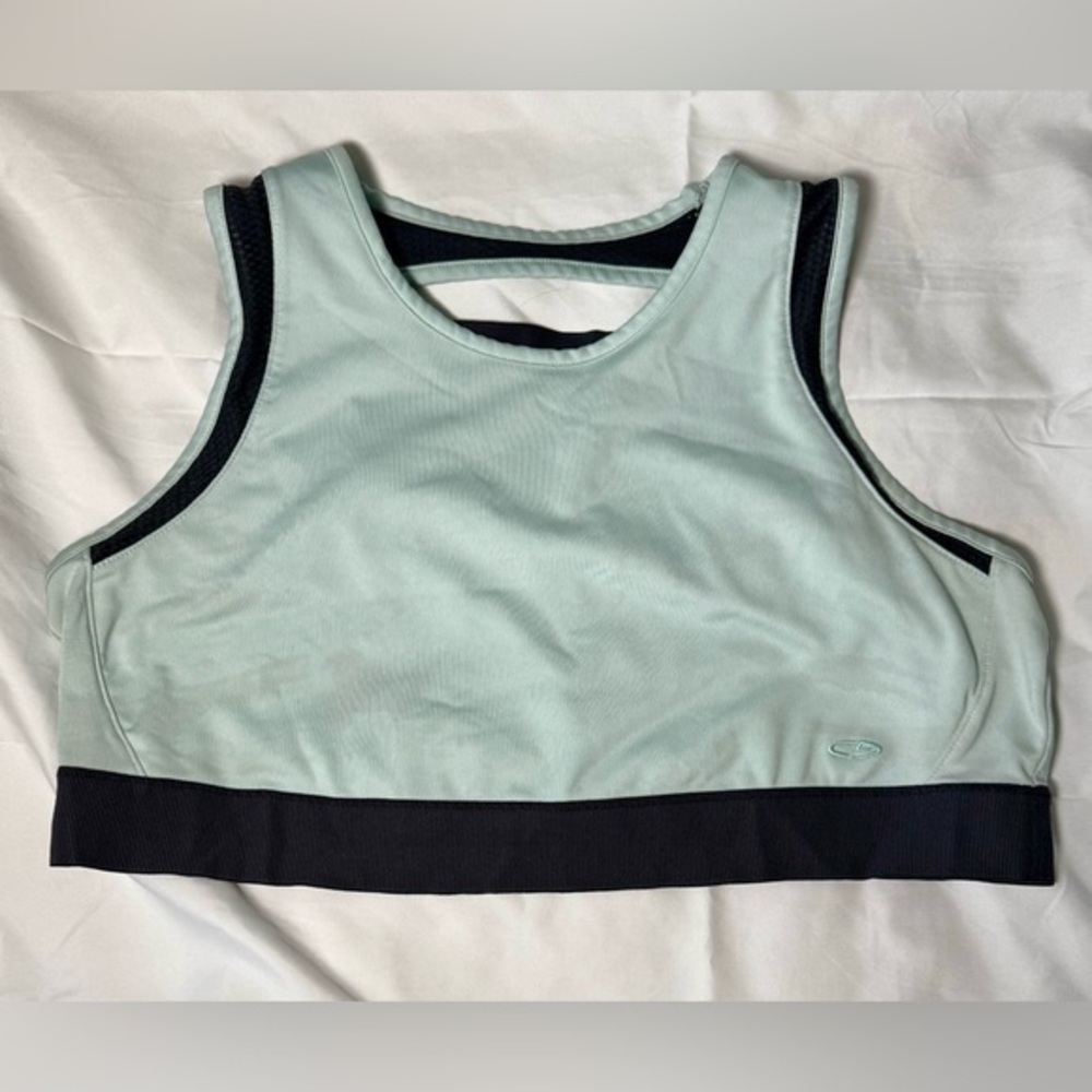 C9 Champion Light Aqua Black Unpadded Racerback Wireless Sports Bra Womens XXL